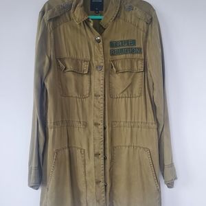 True Religion Military Parka Button Down w/ Drawstring Size L